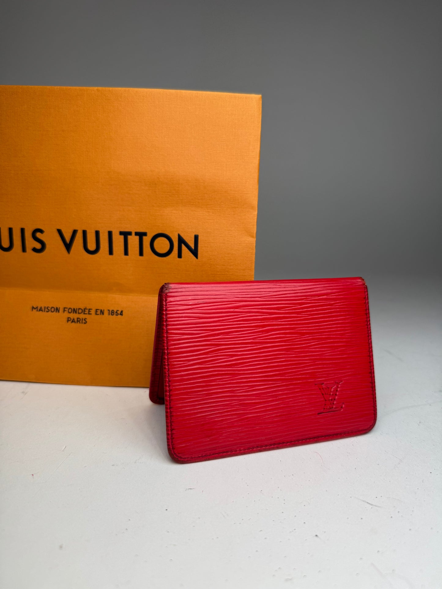 Vintage Louis Vuitton EPI leather Card Holder red