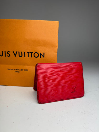 Vintage Louis Vuitton EPI leather Card Holder red