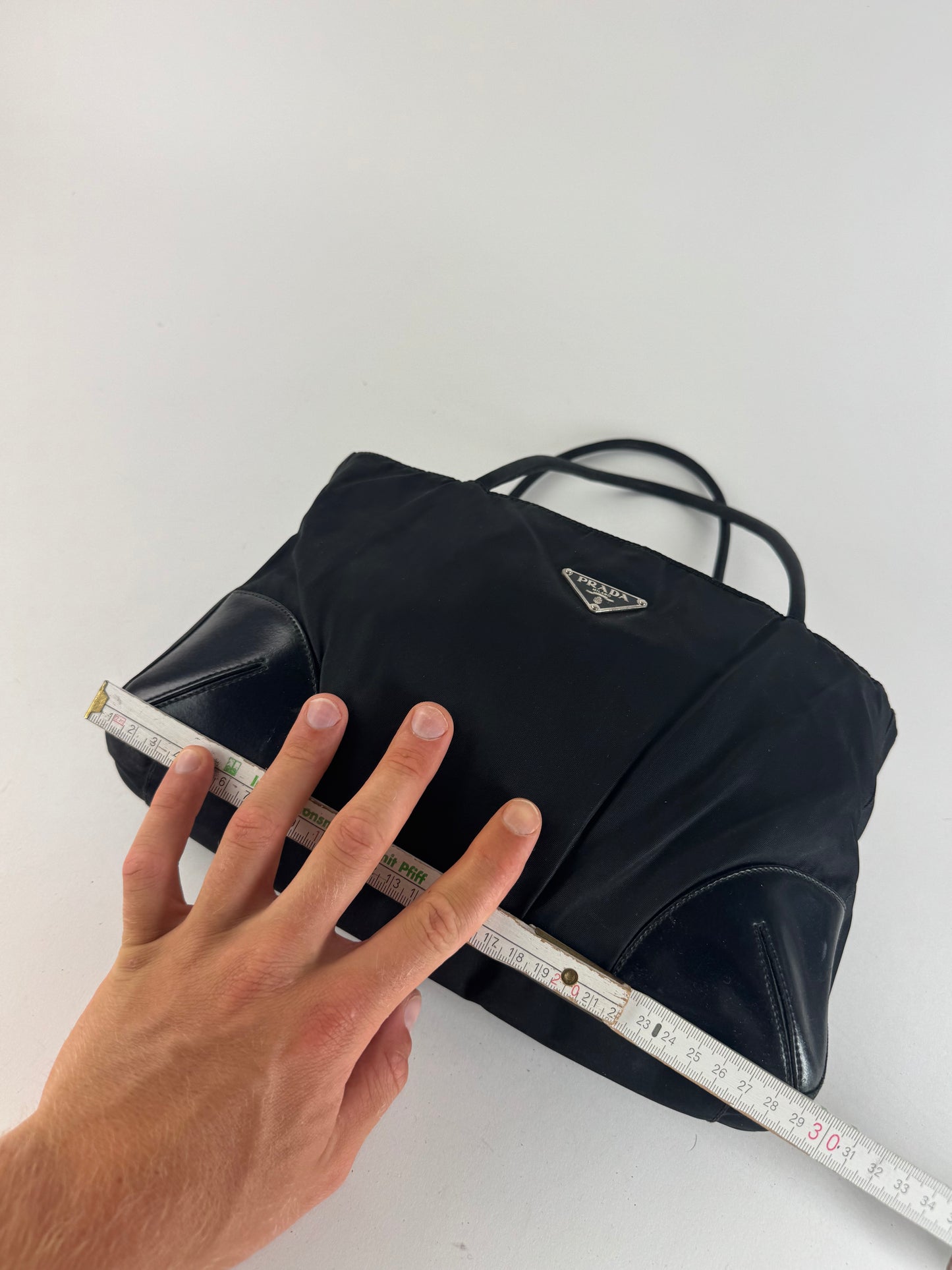 Vintage Prada polyester leather bag black