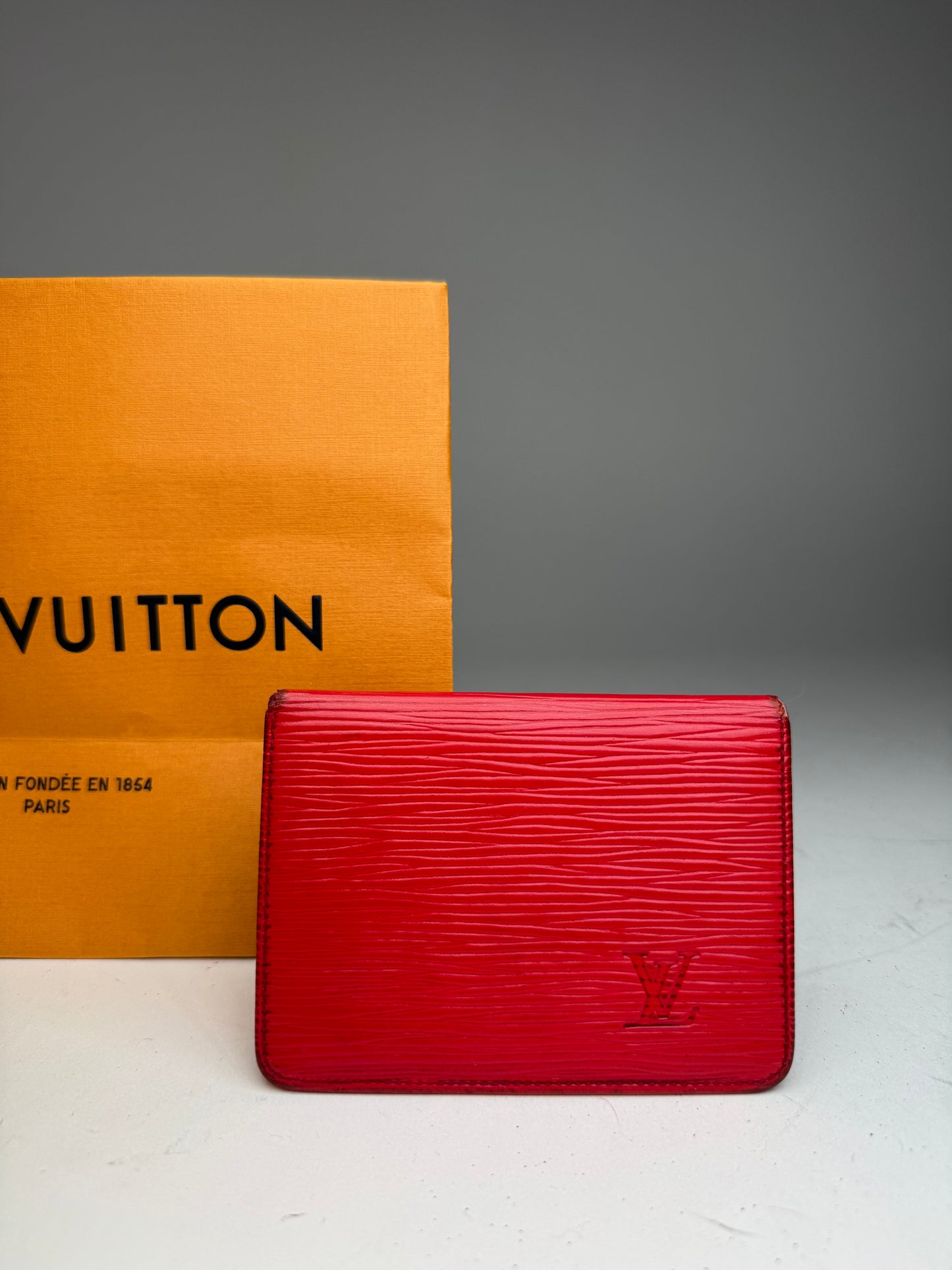 Vintage Louis Vuitton EPI leather Card Holder red