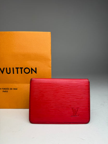 Vintage Louis Vuitton EPI leather Card Holder red