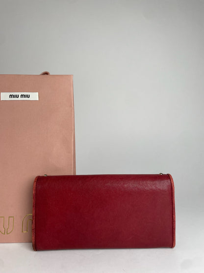 Vintage Miu Miu Studded Leather Wallet Red