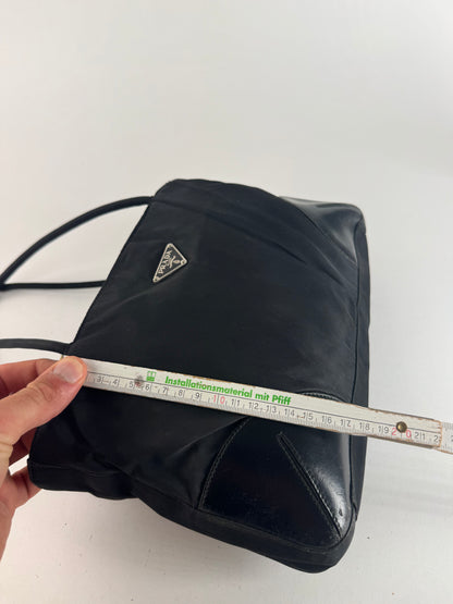 Vintage Prada polyester leather bag black