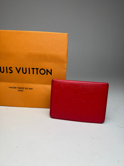 Vintage Louis Vuitton EPI leather Card Holder red