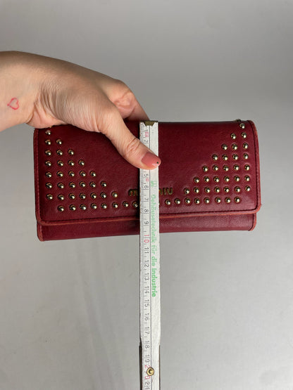 Vintage Miu Miu Studded Leather Wallet Red