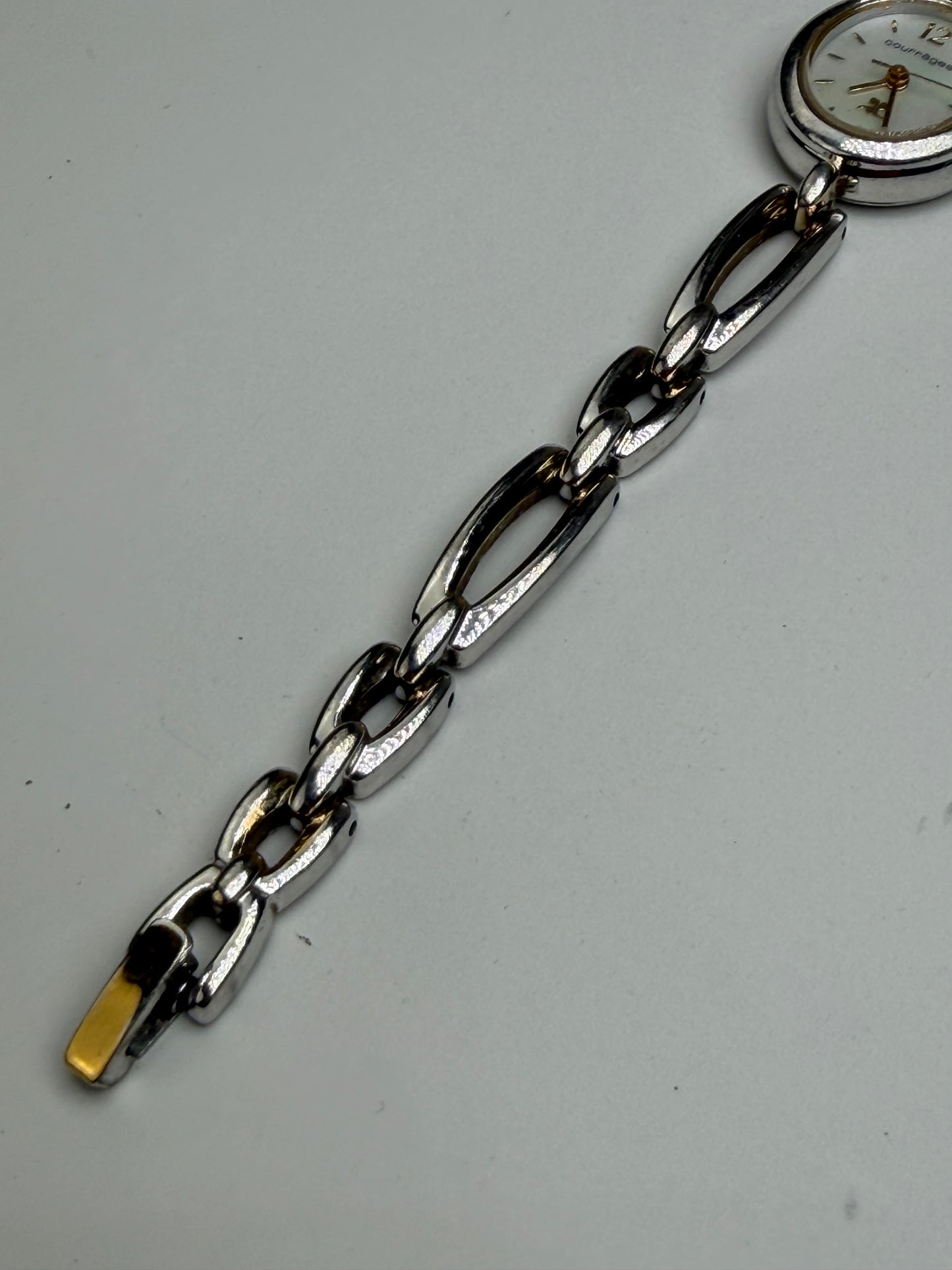 Vintage Courreges Stainless Steel Bracelet Watch Silver Gold