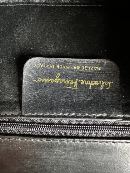 Vintage Salvatore Ferragamo Flap Crossbody Bag Late 1990s Black