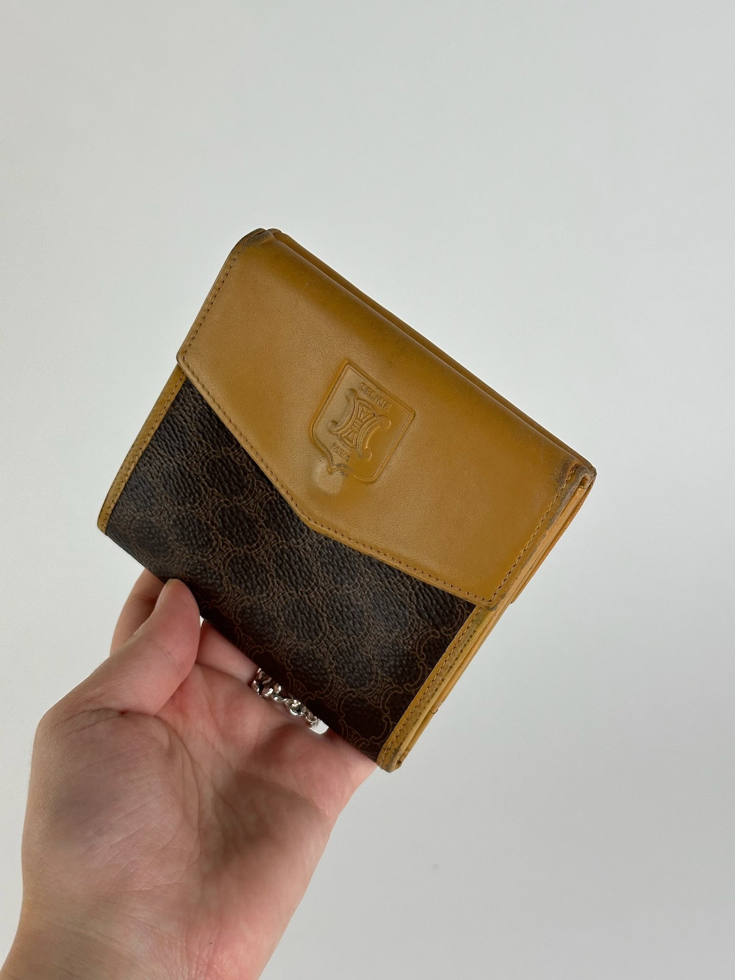 Vintage Celine Leather Monogram Wallet Brown
