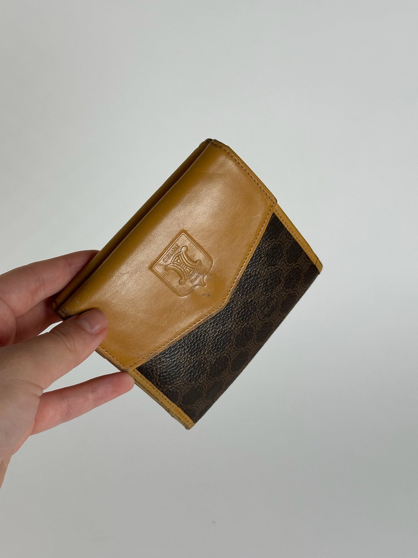Vintage Celine Leather Monogram Wallet Brown
