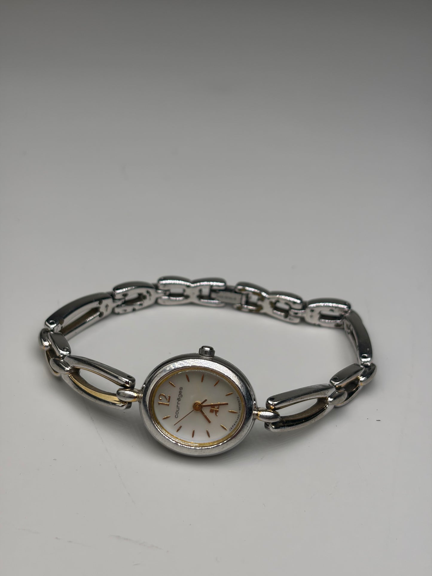 Vintage Courreges Stainless Steel Bracelet Watch Silver Gold