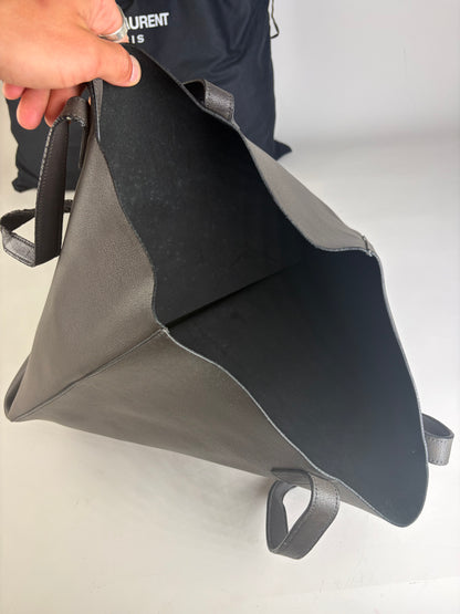 Vintage Saint Leather Tote Bag Black Silver