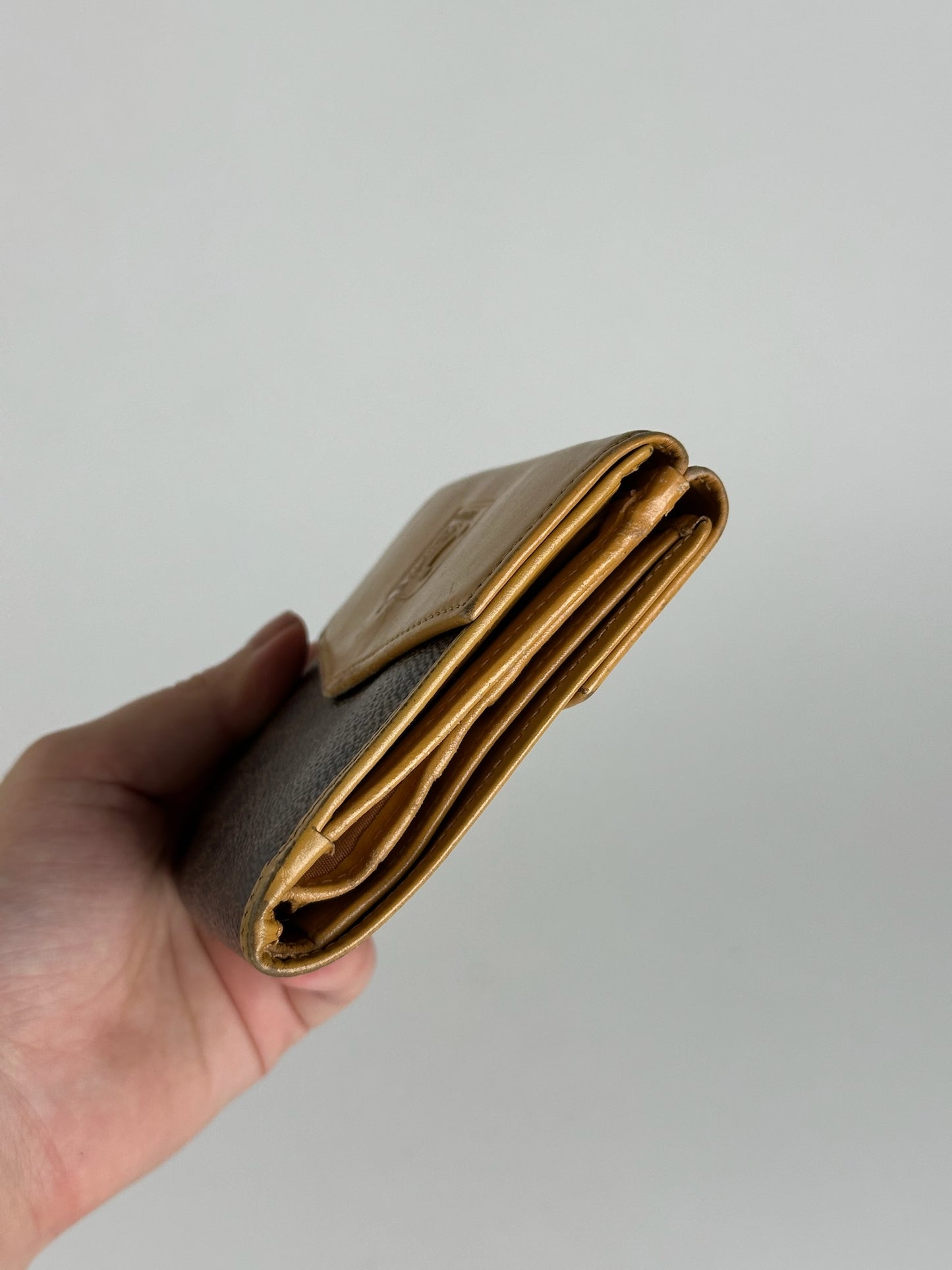 Vintage Celine Leather Monogram Wallet Brown