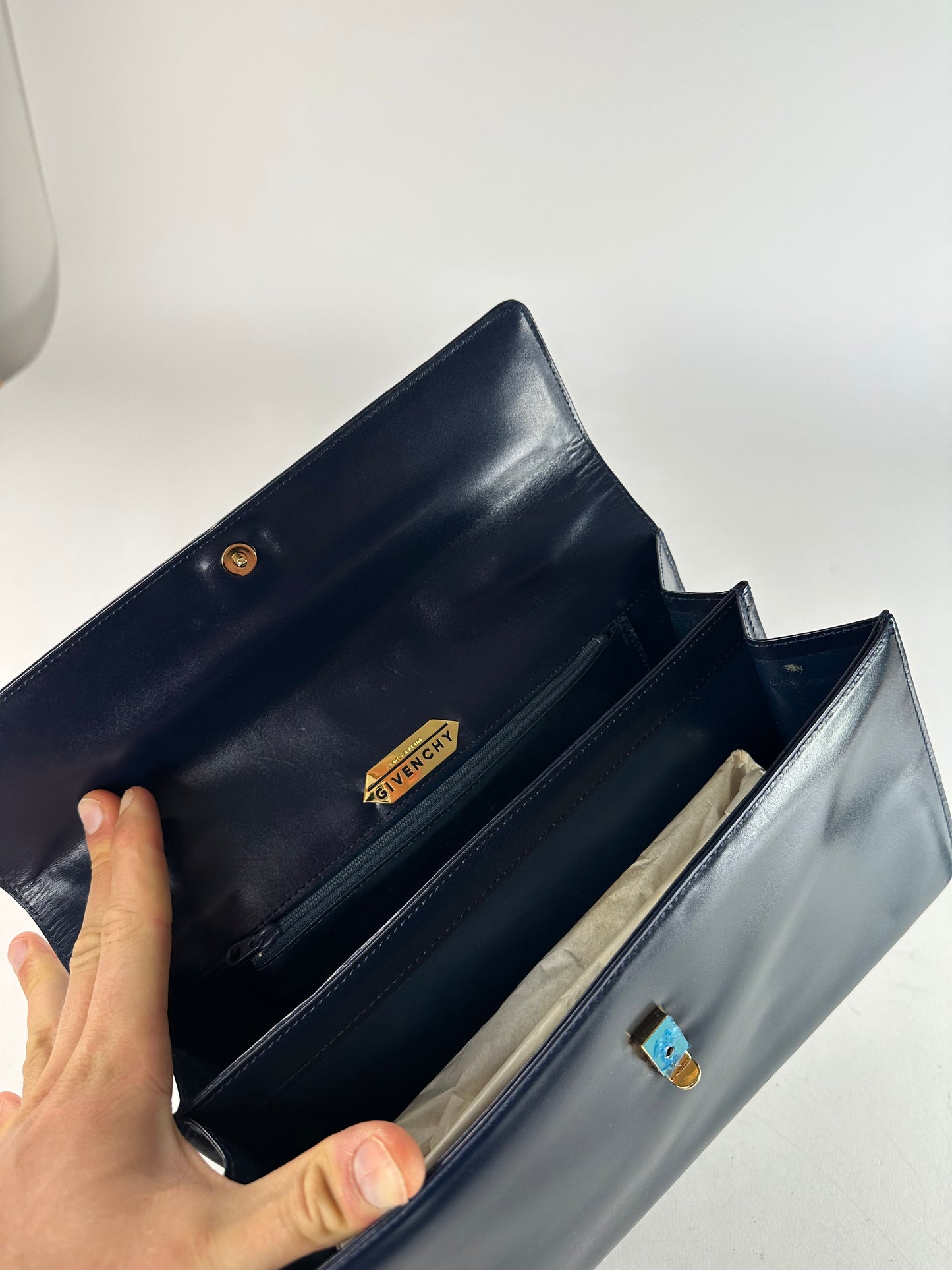 Vintage Givenchy Leather Handbag Navy