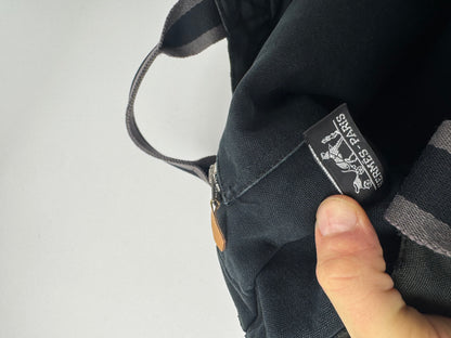 Vintage Hermes Canvas Tote Bag Black Grey