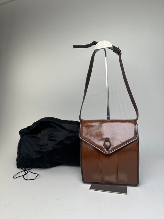 Vintage Yves Saint Laurent Leather Shoulder Bag Brown