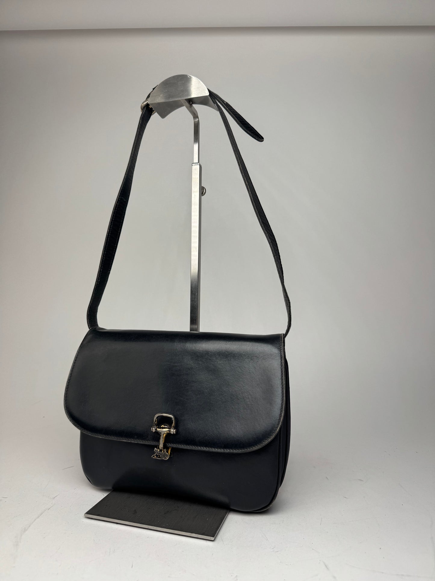 Vintage Celine Triomphe 2Way Leather Bag Black