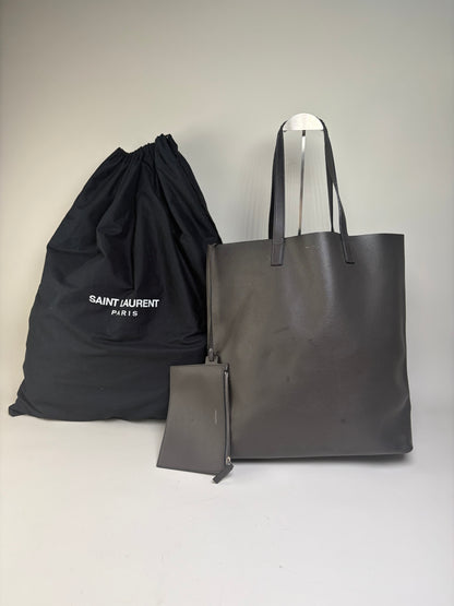 Vintage Saint Leather Tote Bag Black Silver