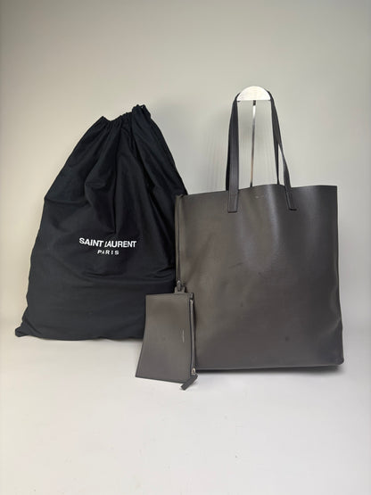 Vintage Saint Leather Tote Bag Black Silver