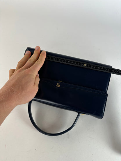 Vintage Givenchy Leather Handbag Navy