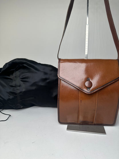 Vintage Yves Saint Laurent Leather Shoulder Bag Brown