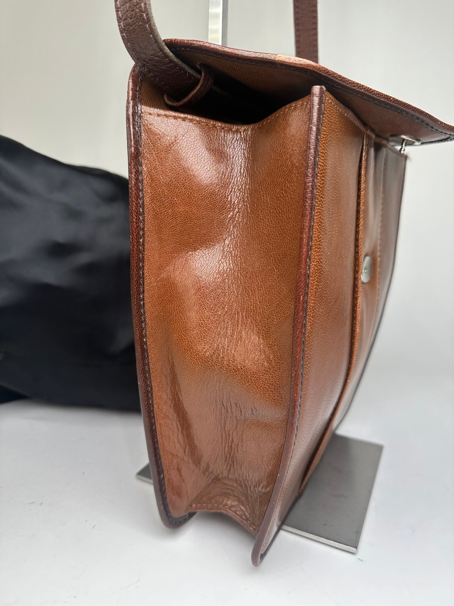 Vintage Yves Saint Laurent Leather Shoulder Bag Brown