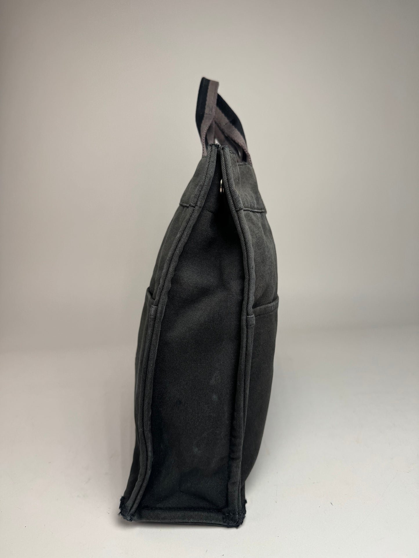 Vintage Hermes Canvas Tote Bag Black Grey
