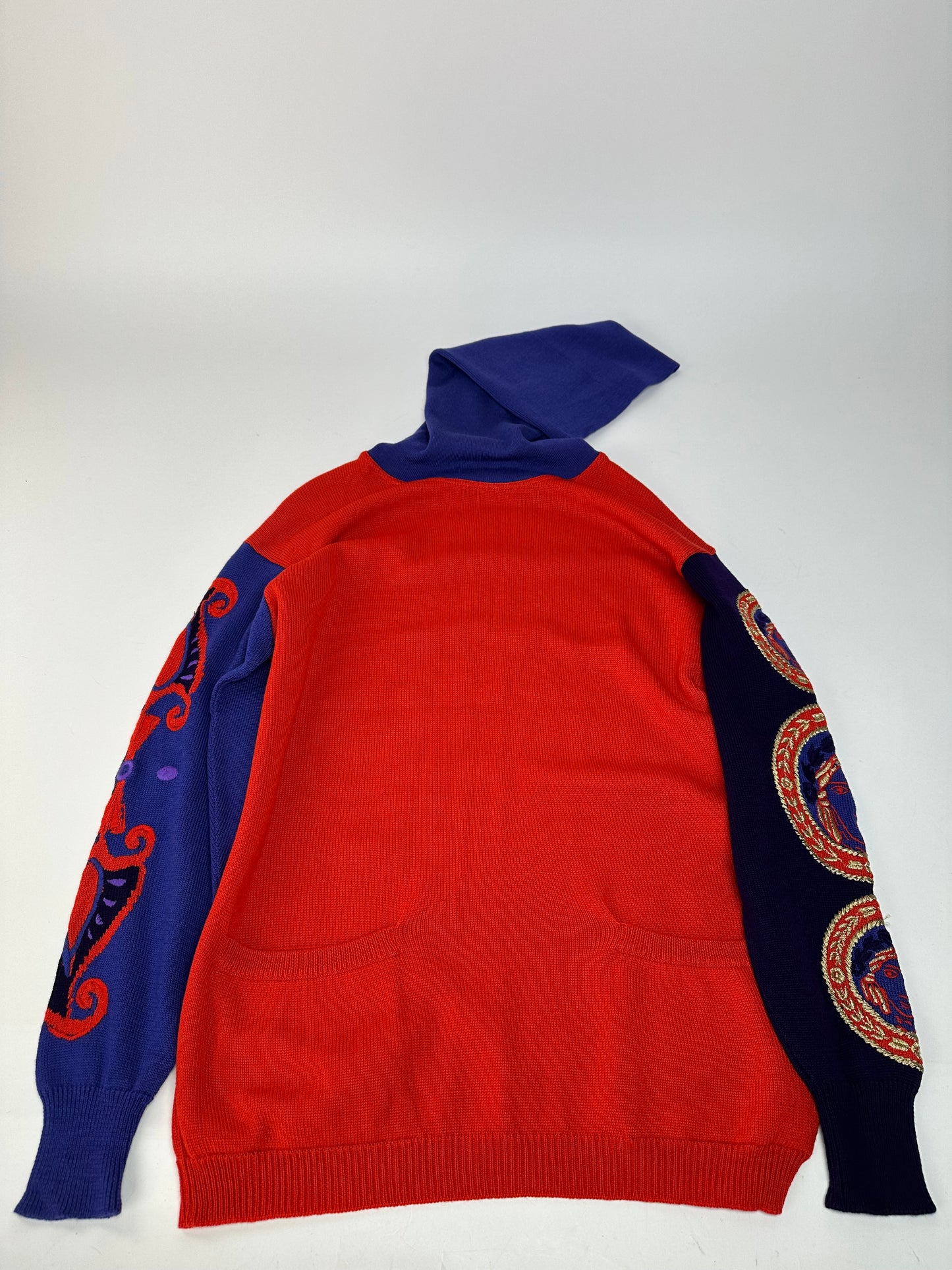 Vintage Gianni Versace Turtle Neck Sweater M Red Blue Black