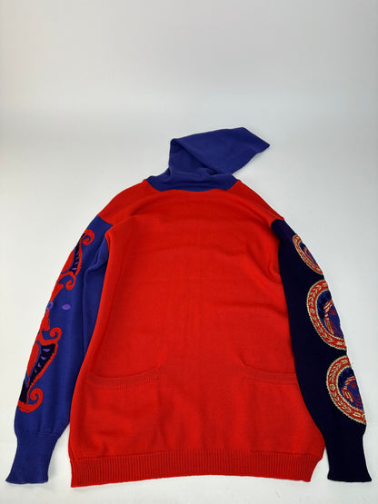Vintage Gianni Versace Turtle Neck Sweater M Red Blue Black