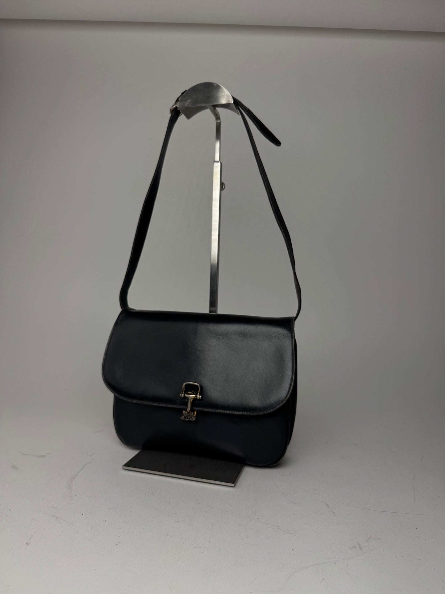 Vintage Celine Triomphe 2Way Leather Bag Black