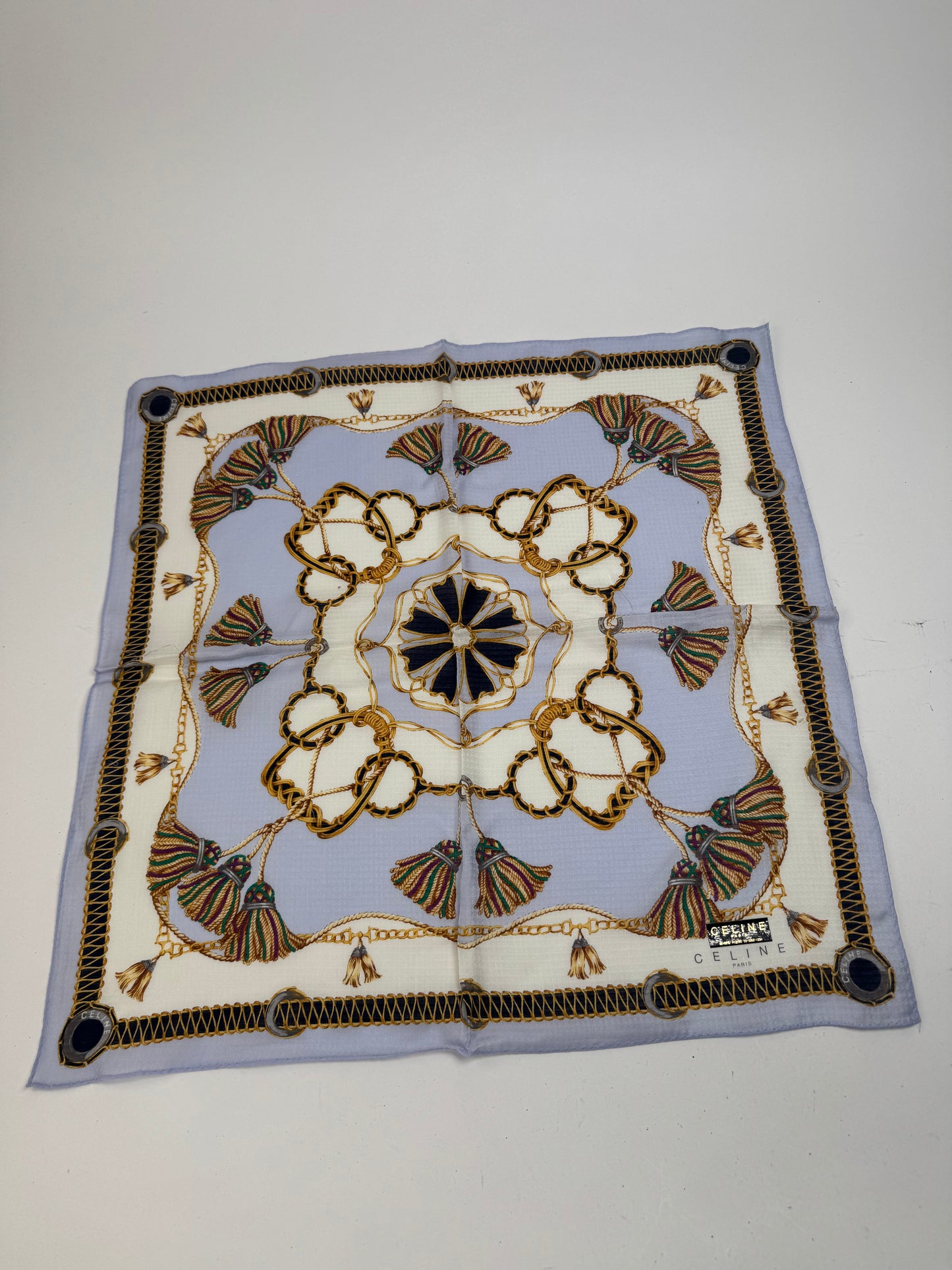 Vintage Celine Scarf Blue Brown