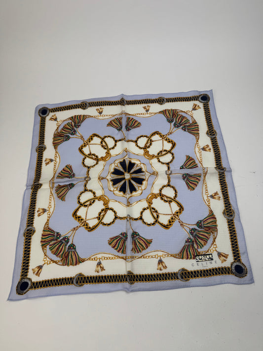 Vintage Celine Scarf Blue Brown