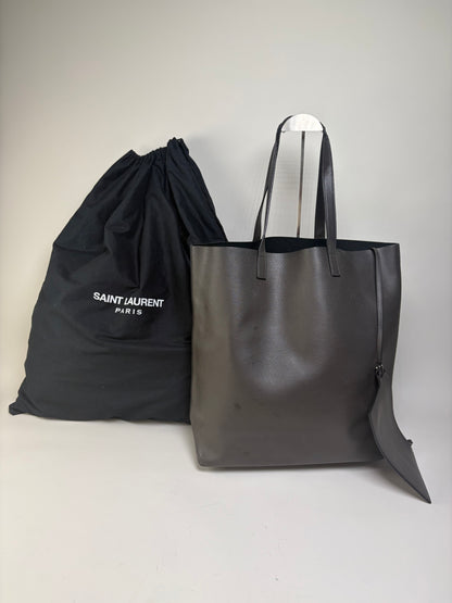 Vintage Saint Leather Tote Bag Black Silver