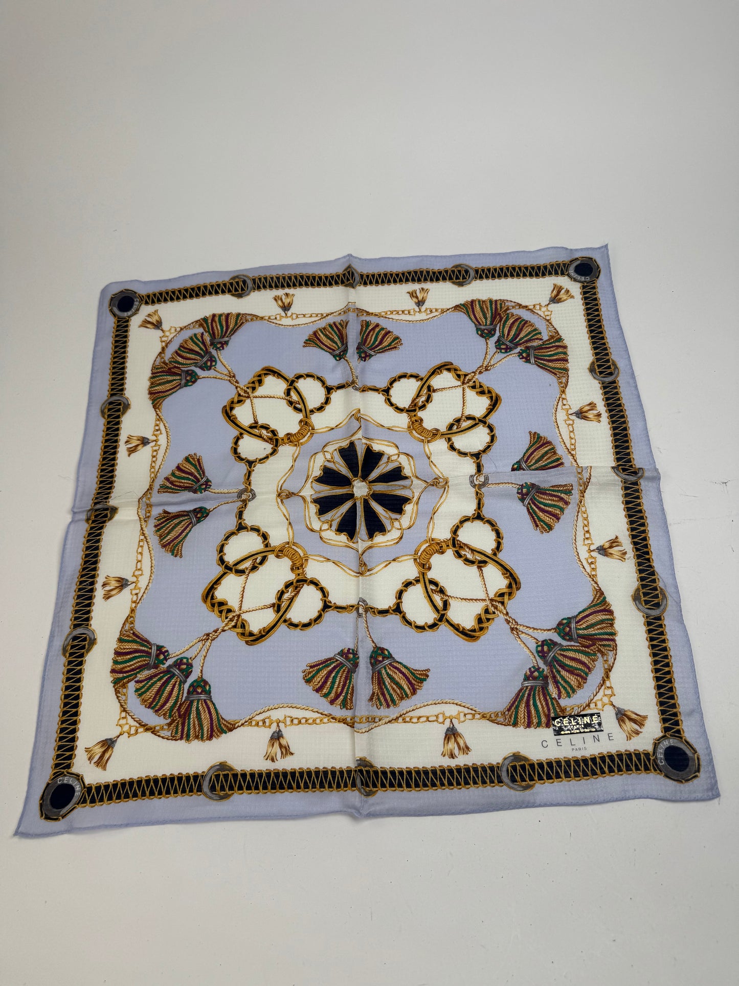 Vintage Celine Scarf Blue Brown