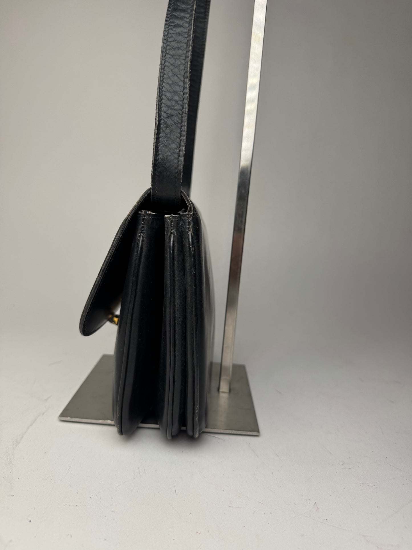 Vintage Celine Triomphe 2Way Leather Bag Black