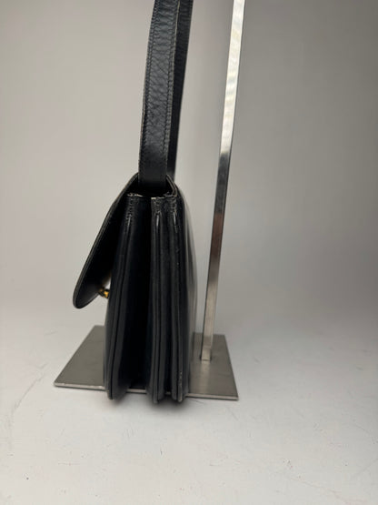 Vintage Celine Triomphe 2Way Leather Bag Black