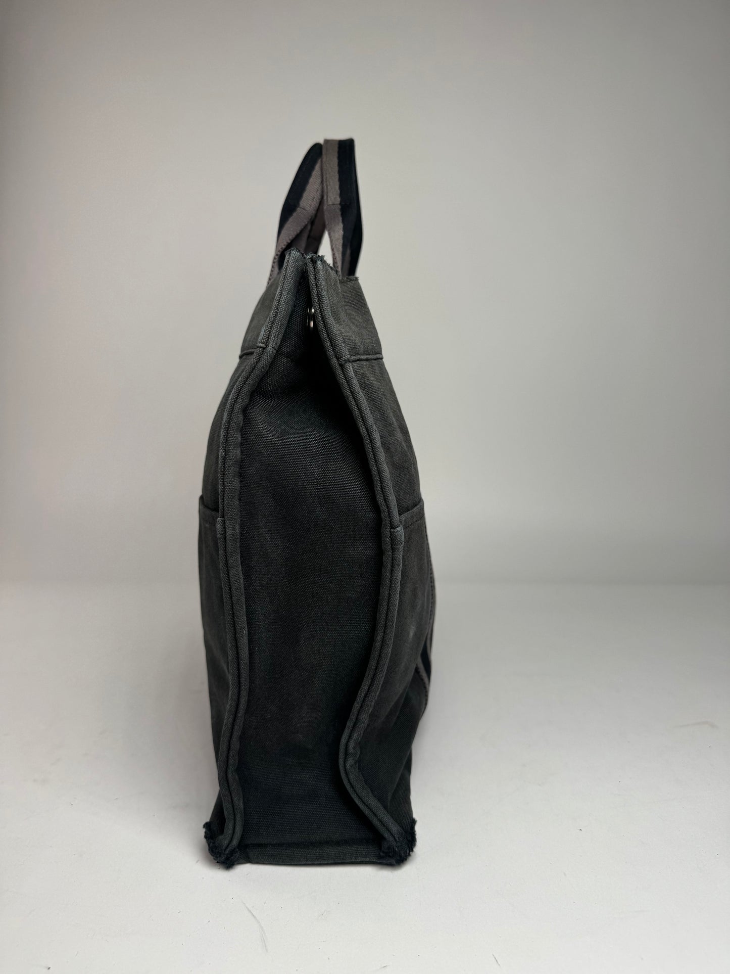 Vintage Hermes Canvas Tote Bag Black Grey