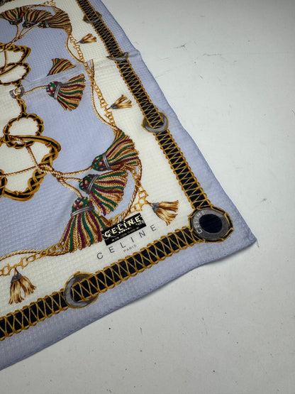 Vintage Celine Scarf Blue Brown