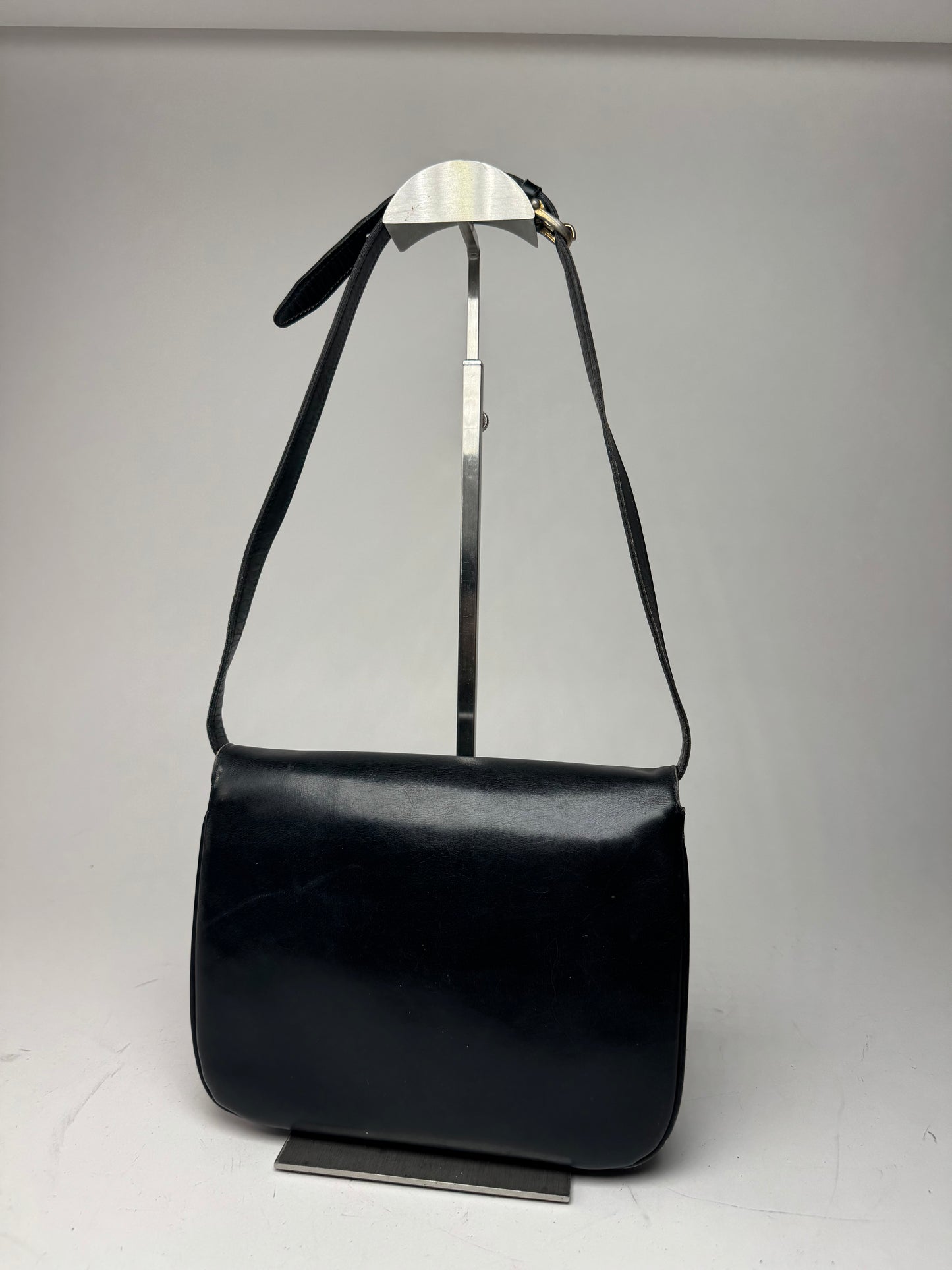 Vintage Celine Triomphe 2Way Leather Bag Black