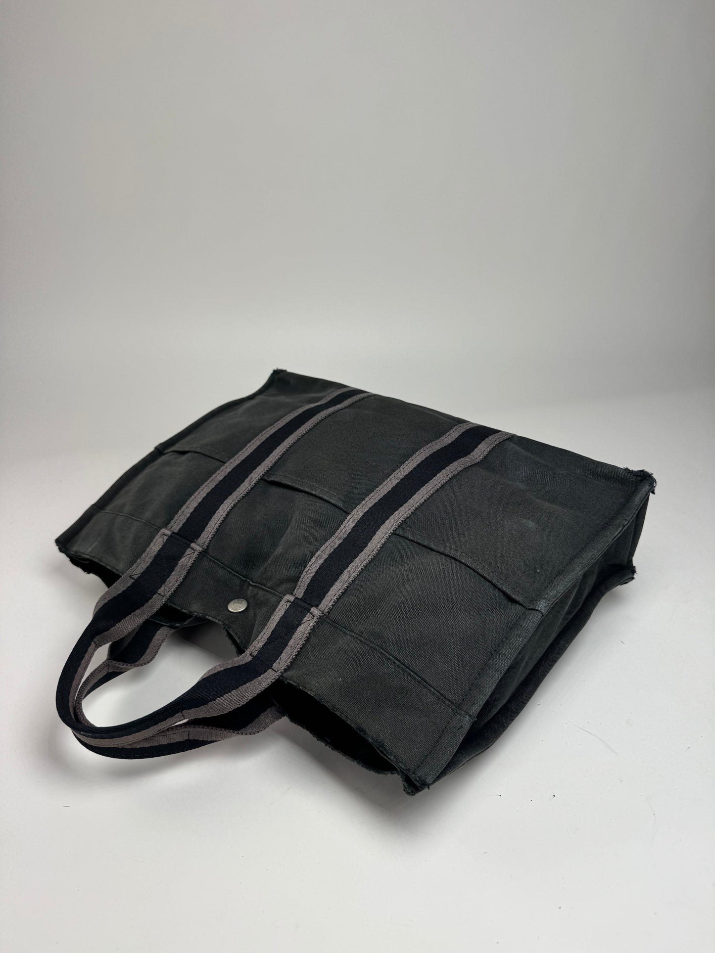 Vintage Hermes Canvas Tote Bag Black Grey
