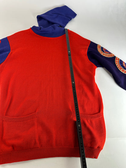 Vintage Gianni Versace Turtle Neck Sweater M Red Blue Black