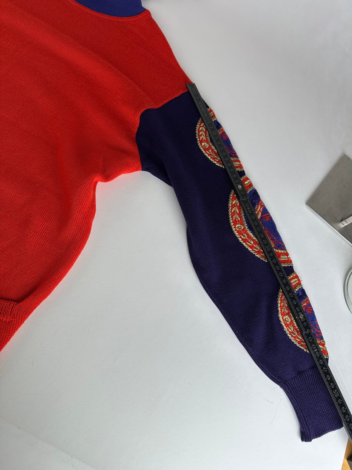 Vintage Gianni Versace Turtle Neck Sweater M Red Blue Black