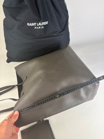 Vintage Saint Leather Tote Bag Black Silver