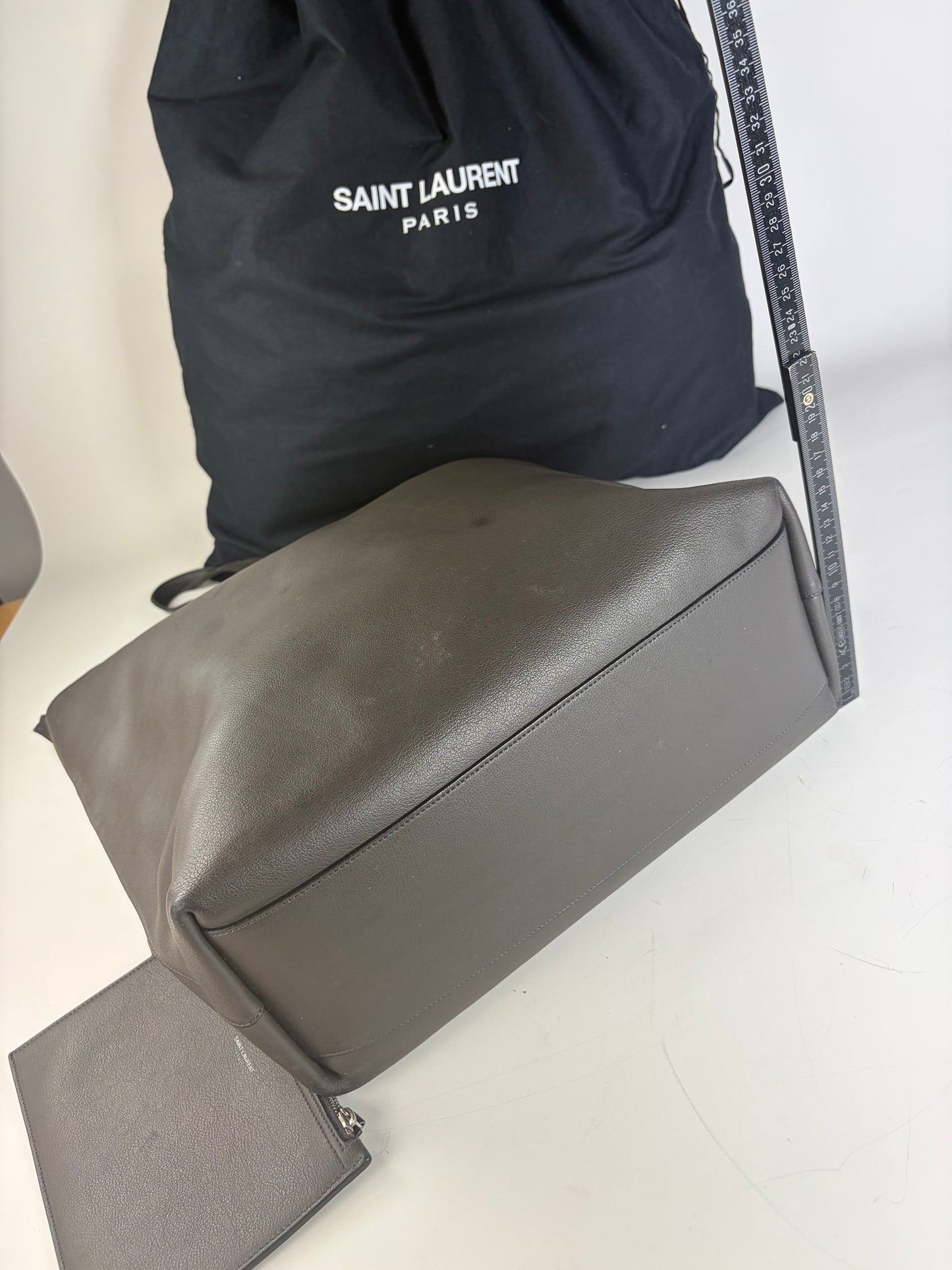Vintage Saint Leather Tote Bag Black Silver