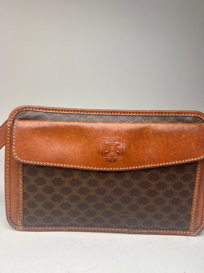 Pochette vintage en cuir monogramme Triomphe de Céline Paris marron