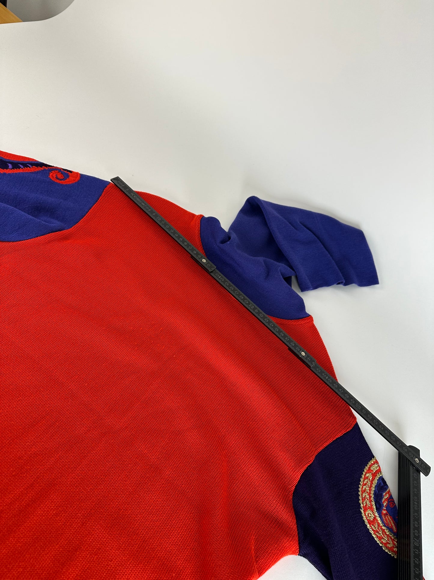 Vintage Gianni Versace Turtle Neck Sweater M Red Blue Black