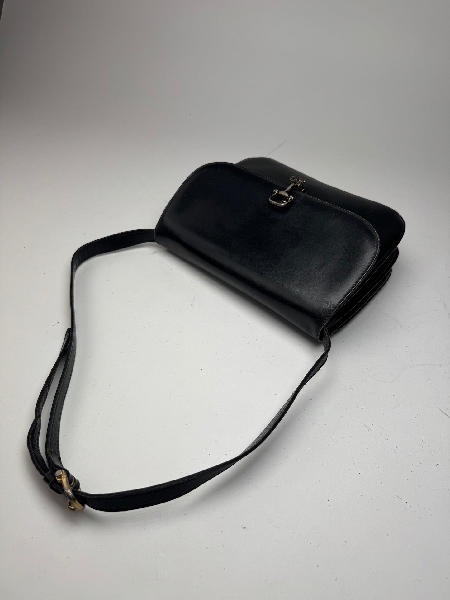 Vintage Celine Triomphe 2Way Leather Bag Black