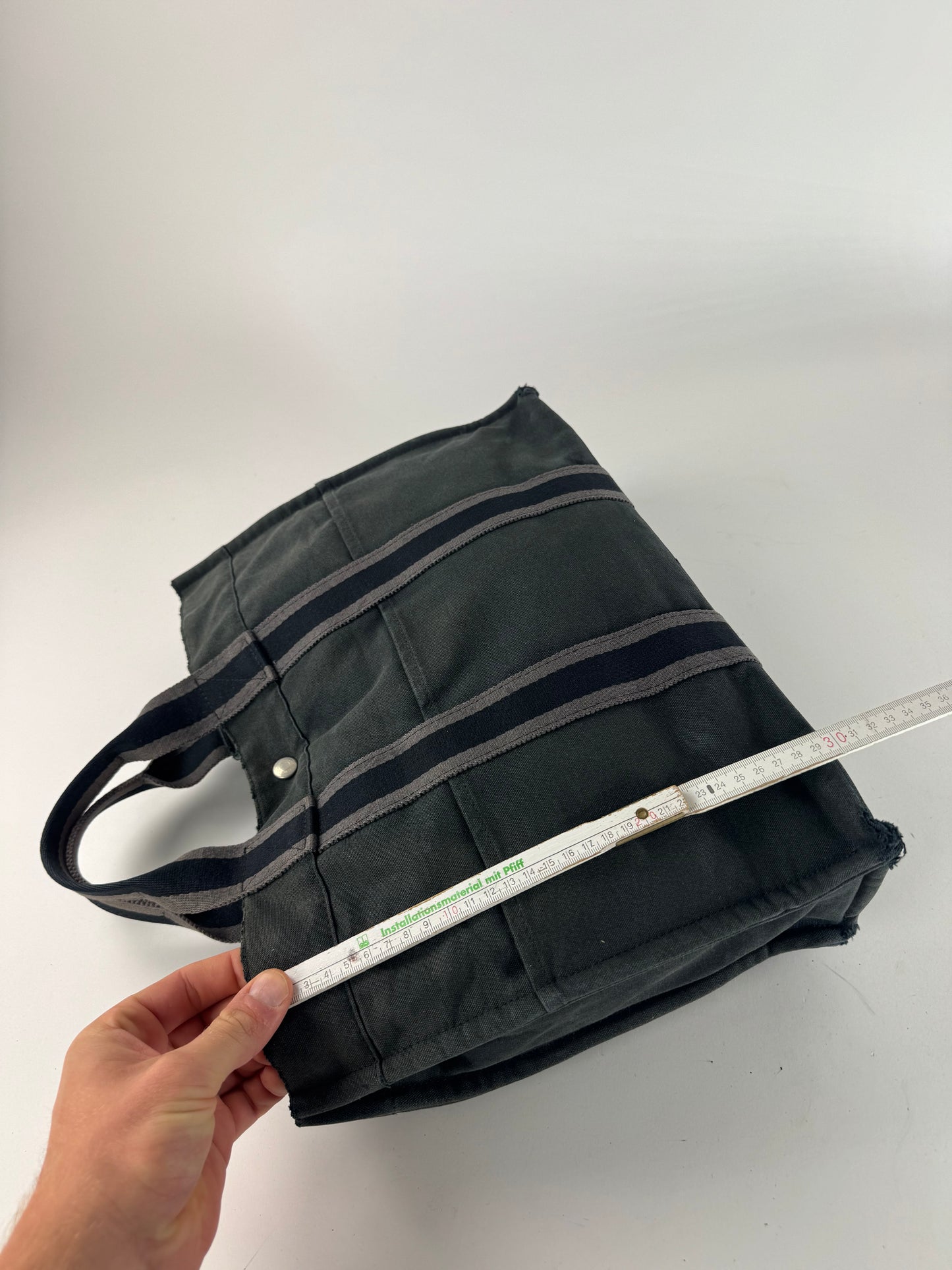 Vintage Hermes Canvas Tote Bag Black Grey