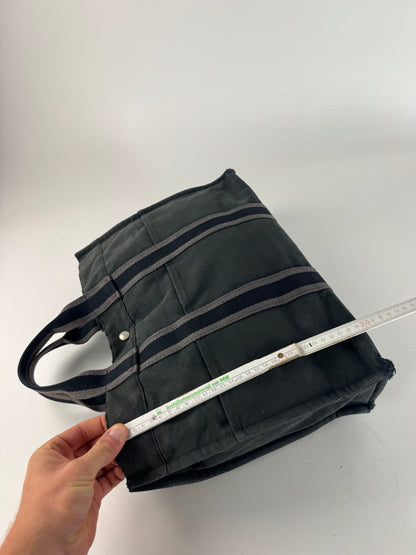 Vintage Hermes Canvas Tote Bag Black Grey