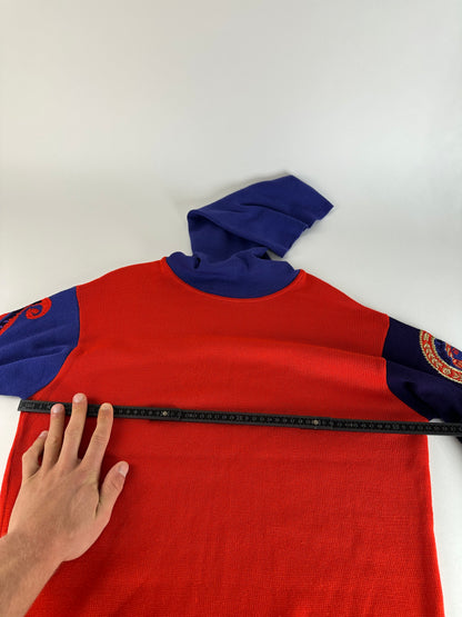 Vintage Gianni Versace Turtle Neck Sweater M Red Blue Black