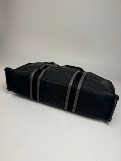 Vintage Hermes Canvas Tote Bag Black Grey